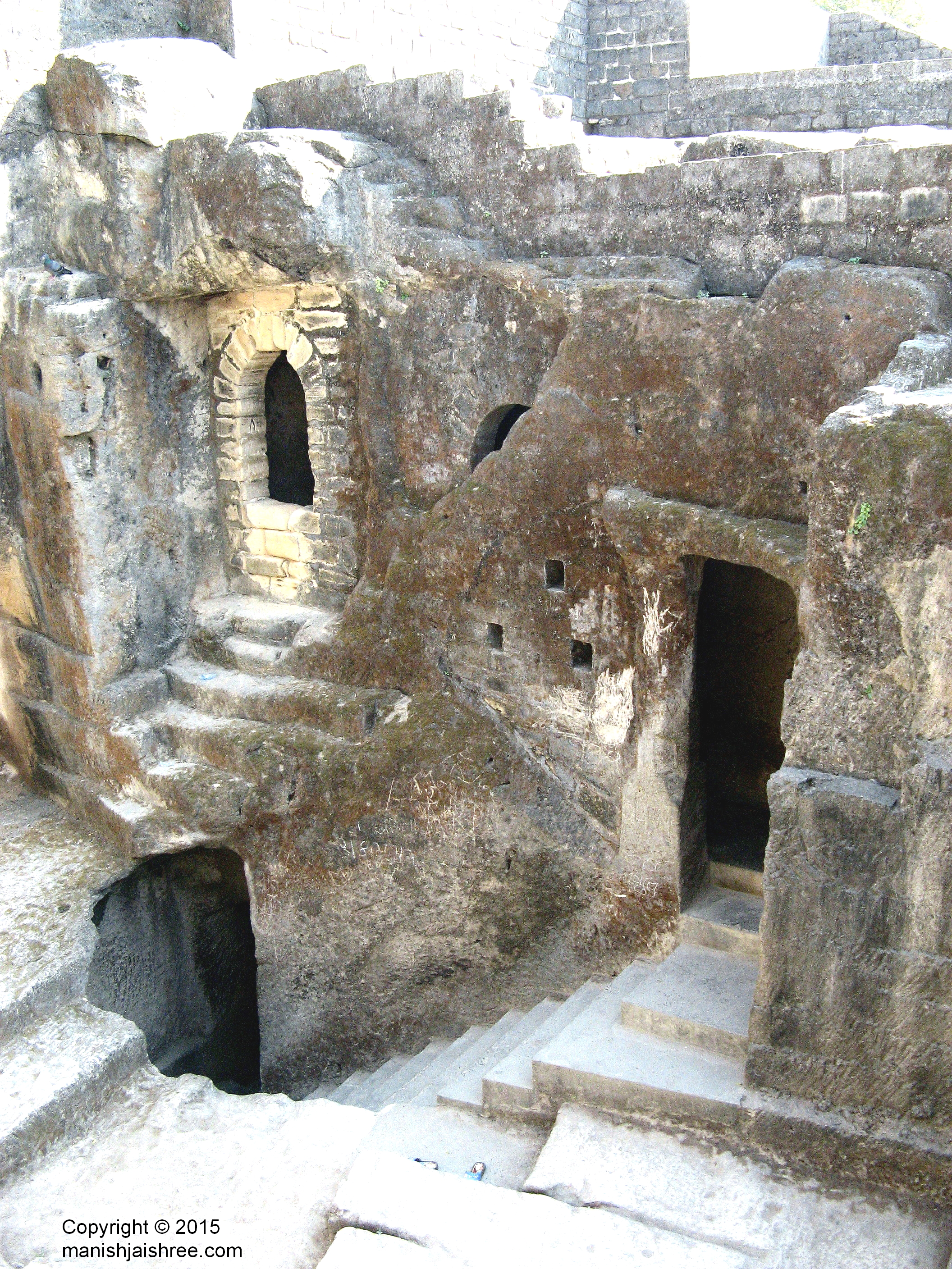 The three-tiered Buddhist cave complex, Uparkot, Junagarh