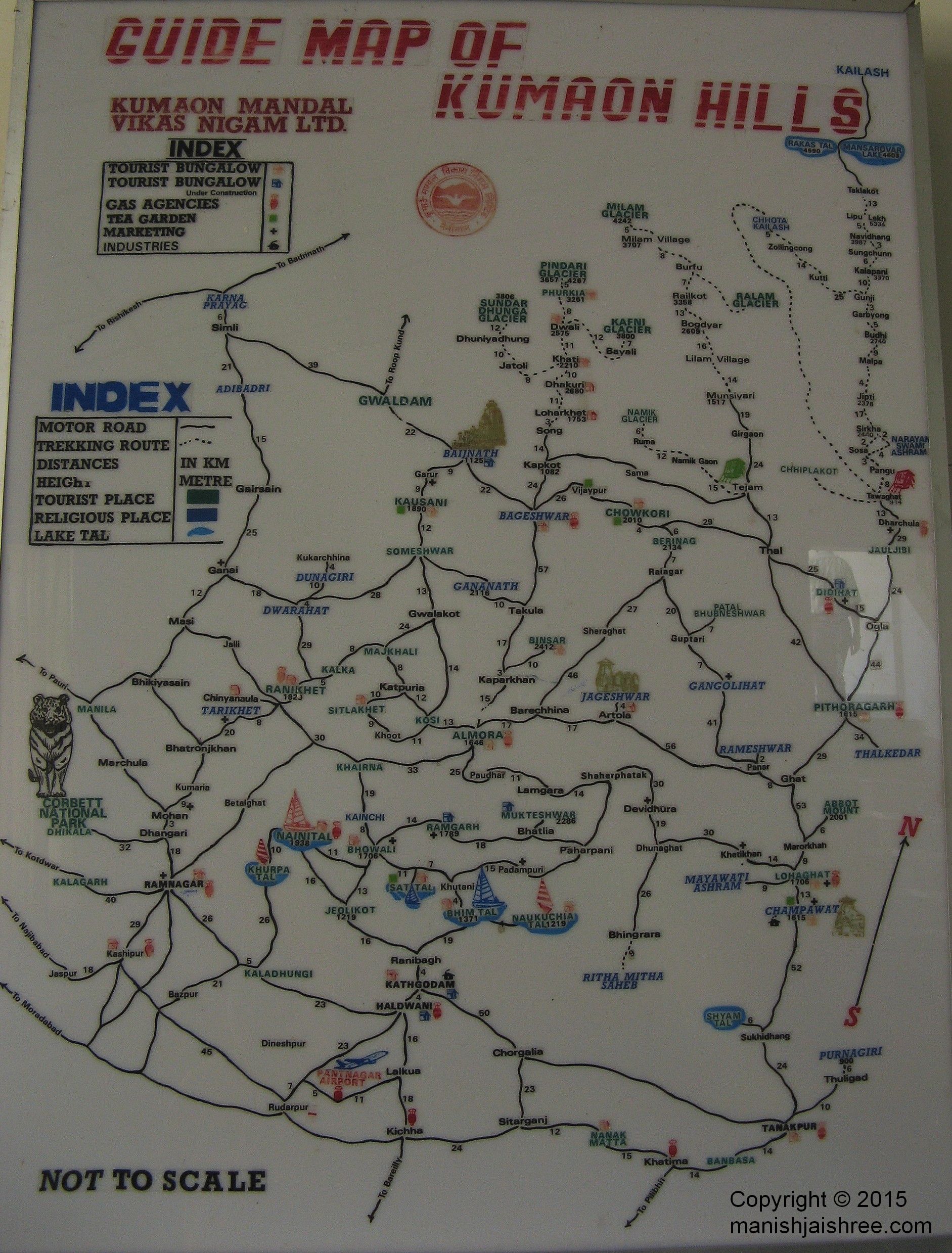 A detailed route map of Kumaon, KMVN Deenapani